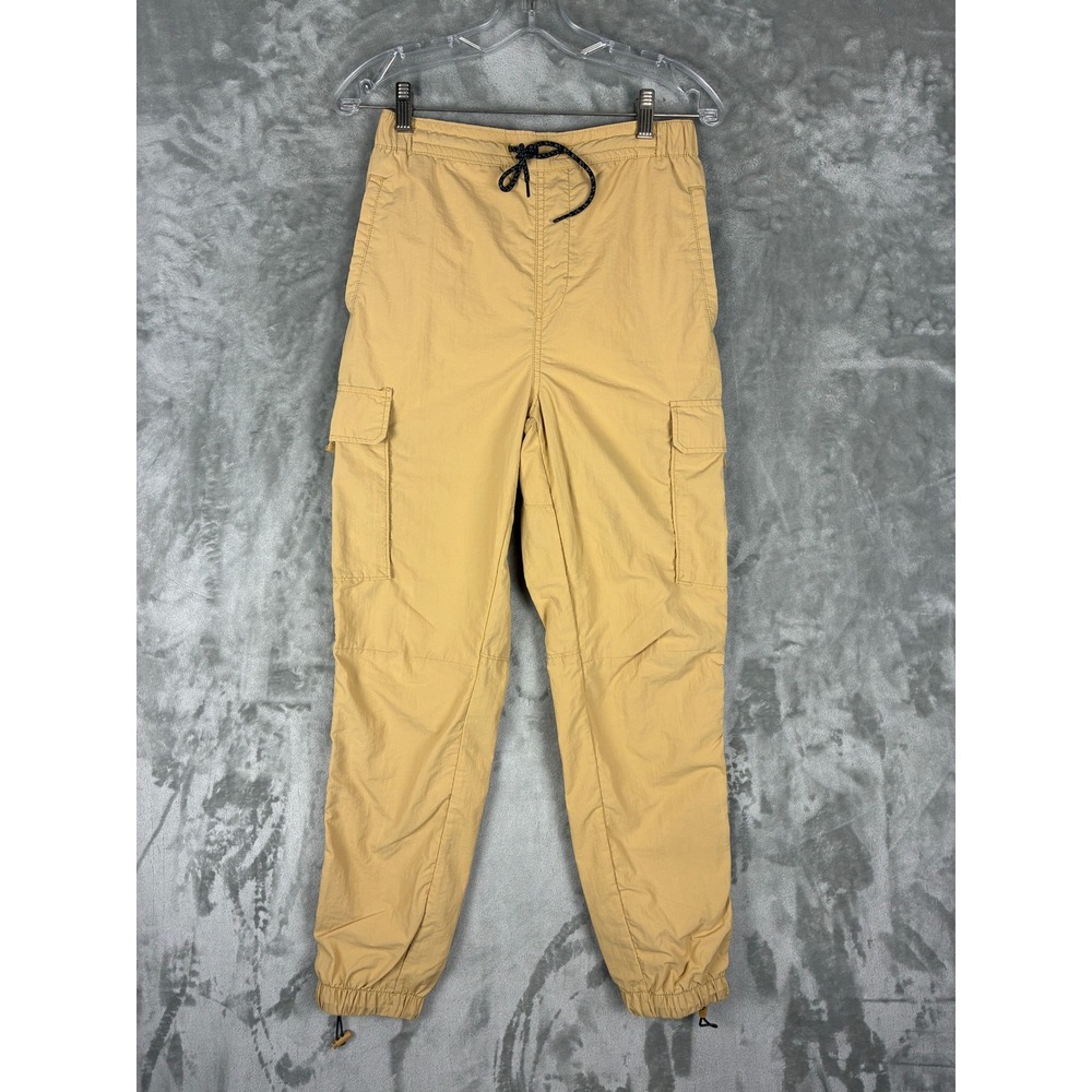 LCKR Mens Tan Nylon Cargo Jogger Pants Small Khaki Techwear Utility Trousers